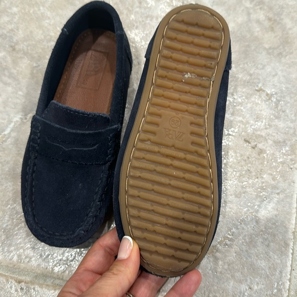 Zara Kids Leather Loafers Like New Dressy Size: EU 29 / US 11.5 Navy - Picture 8 of 8